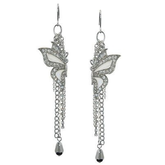 Guess Jewelry - NEW GUESS Silver Tone Butterfly Drop Earrings